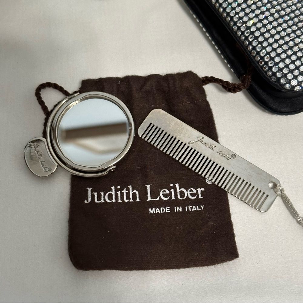 Judith Leiber Swarovski Crystal Evening Bag Clutch with Chain Mirror Comb Glam - Picture 4 of 16